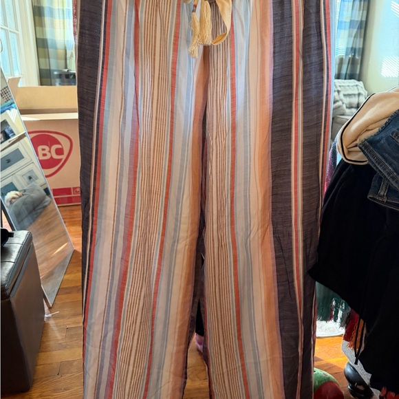 Pants - Striped Multicolor Wide-Leg Pants